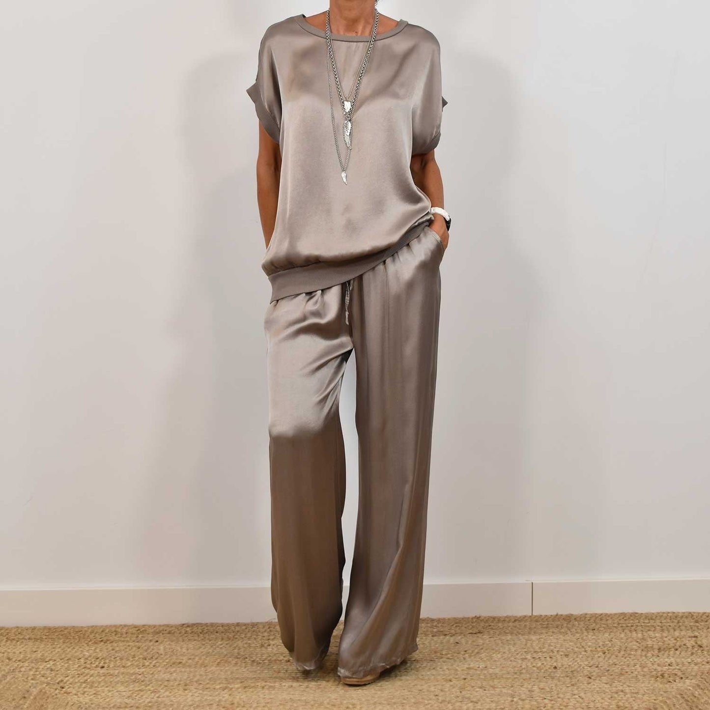 Ensemble Satin Chic - Haut Fluide & Pantalon Large